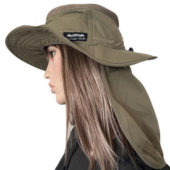 Panama Jack Wide Brim Boonie Hat Utility Fishing Safari UVF Protection Khaki - Picture 8 of 10